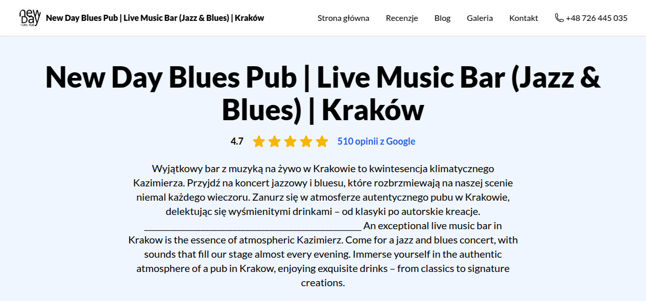 New Day Blues Pub | Bar z Muzyką na żywo | Kraków